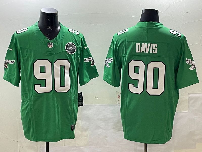 Men Philadelphia Eagles #90 Davis Green three generations 2025 Nike Vapor Limited NFL Jersey style 3